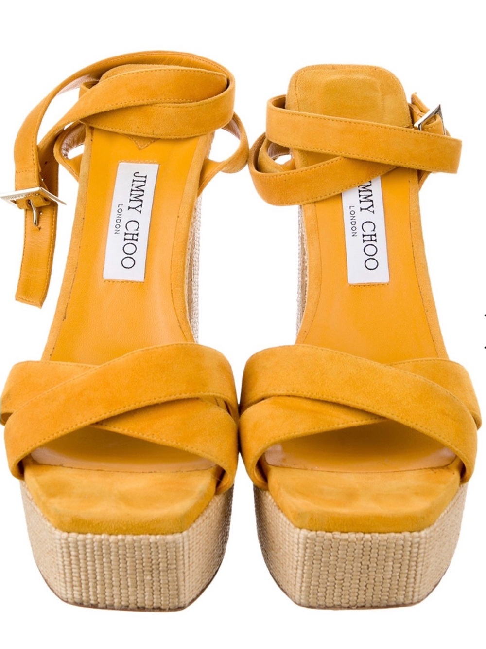 Jimmy Choo Mustard Suede Platform Sandals